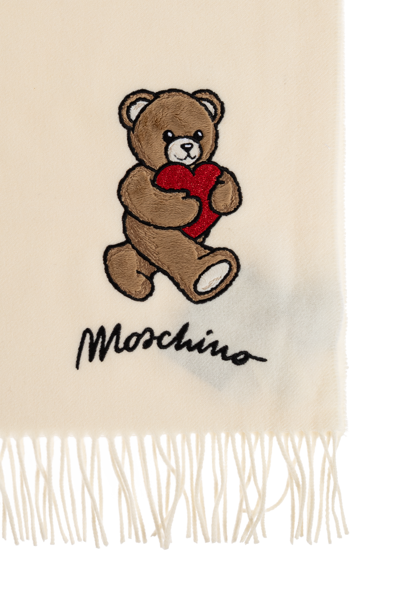 Moschino Wool scarf with a characteristic teddy bear motif